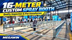 16-Meter Custom Spray Booth: Quality Inspection and Pre-Installation at Megawin Factory